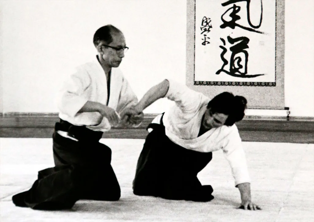 Tissier és Ueshiba Kisshomaru az Aikikai Hombu Dojo-ban