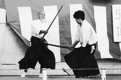 Demonstration of Morihei Ueshiba O-Sensei and Nobuyoshi Tamura's sword kata